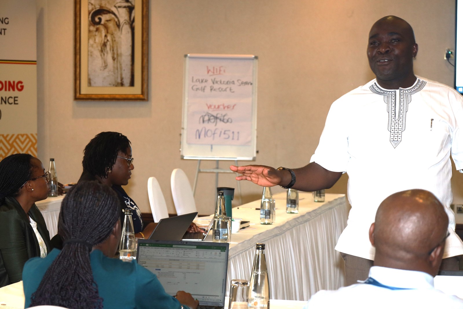 Dr. John Sseruyange from the PIM CoE. Public Investment Management Centre of Excellence (PIM CoE) at Makerere University, in partnership with the Ministry of Finance, Planning & Economic Development (MoFPED), intensive training program aimed at enhancing public officers' skills in assessing the financial implications of proposed policies and legislation, 5th November 2024, Lake Victoria Serena Golf Resort, Kigo, Wakiso, Uganda, East Africa.