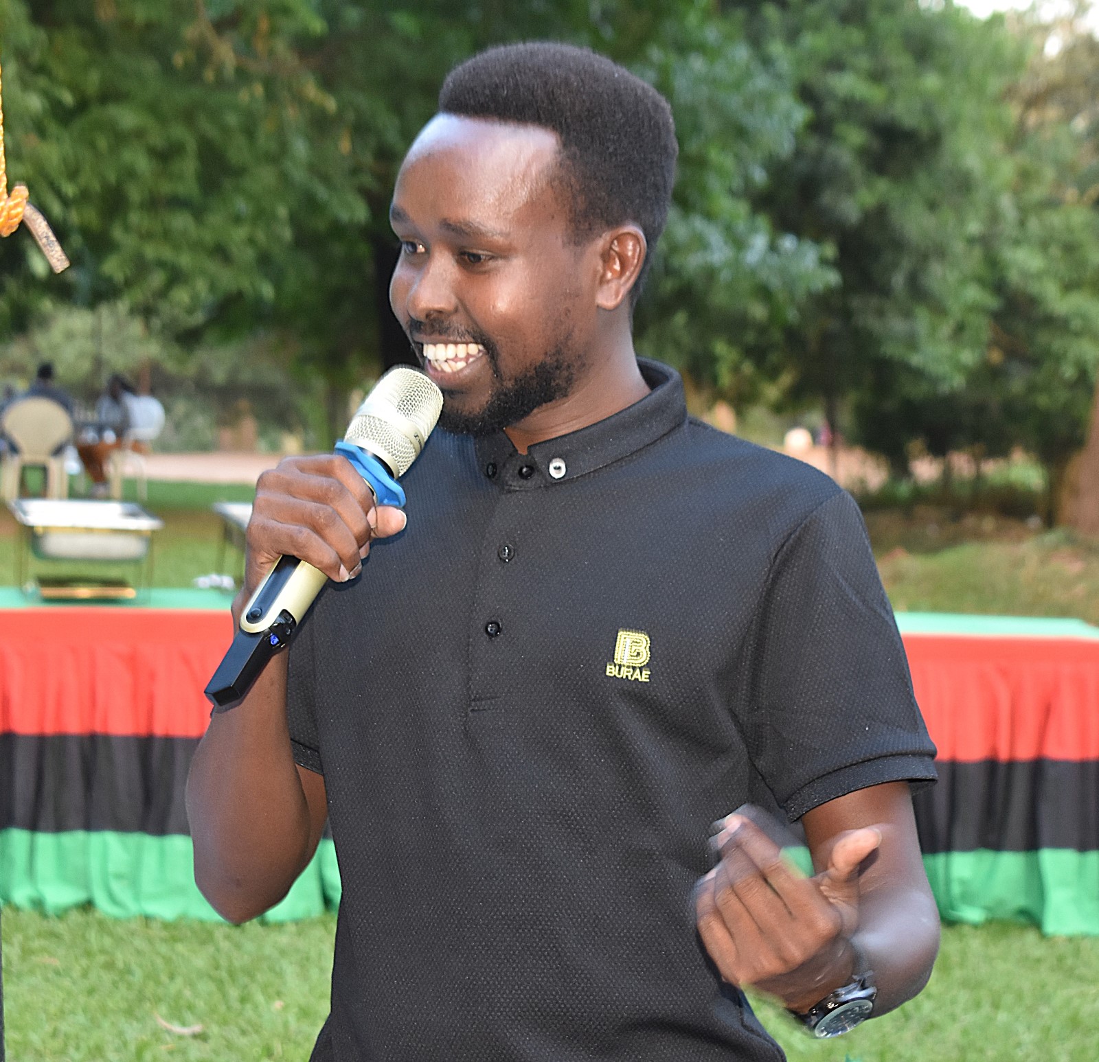 Mack Lemagite Lepulelei from Maseno University in Kenya, also a student sponsored by the project addressing the guests. College of Agricultural and Environmental Sciences (CAES) Welcoming Building Capacity for Climate-Resilient Food Systems in Africa (CaReFoAfrica) Project-a three-year intra-Africa Academic Mobility Scheme co-funded by the EU-sponsored students to Makerere University, Kampala Uganda, East Africa on 29th November 2024.