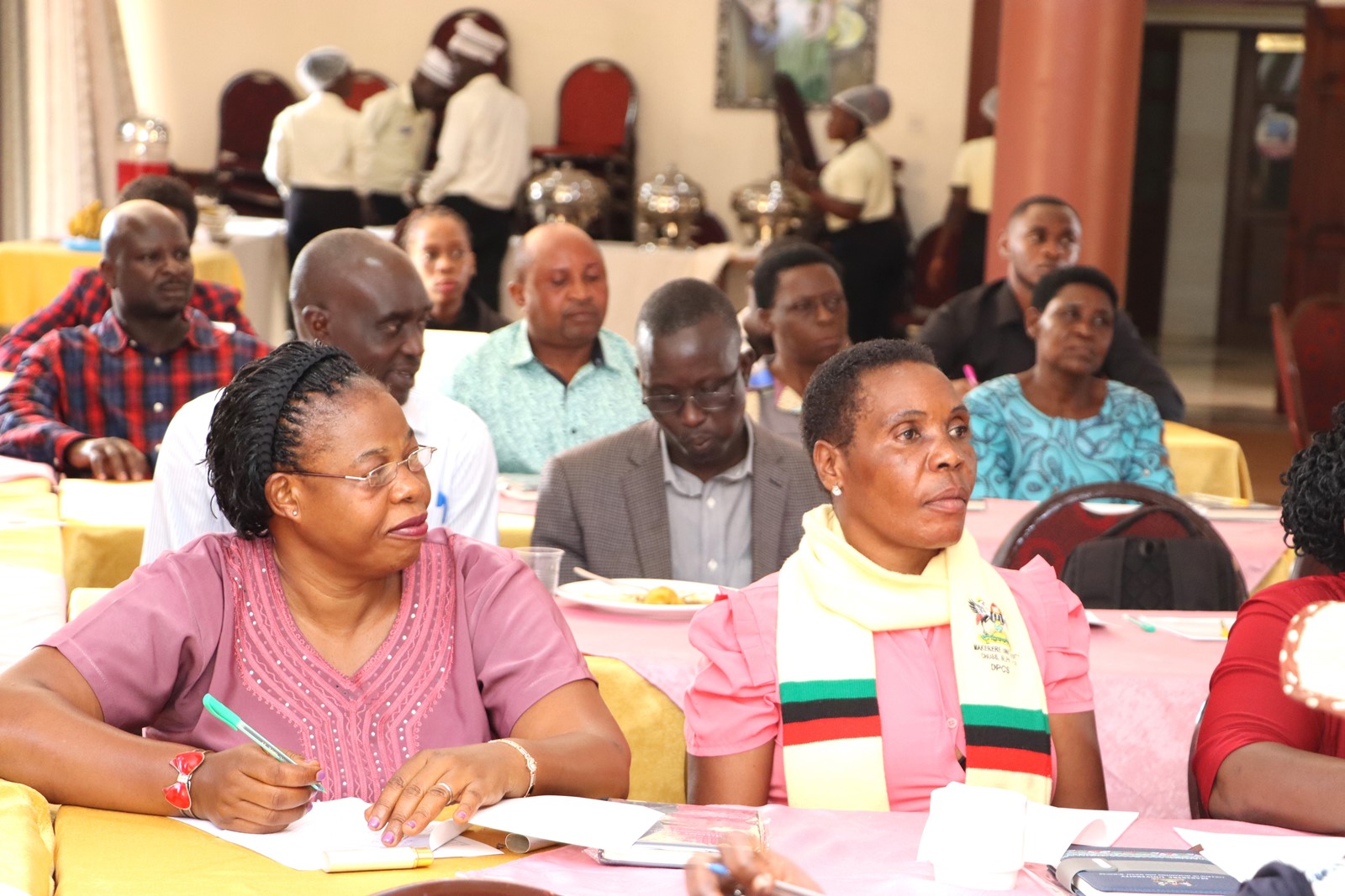 Some of the non-teaching staff during the training. The College of Humanities and Social Sciences (CHUSS), Makerere University first-ever non-academic staff retreat, December 7-8, 2024, Grand Global Hotel, Kikoni, Kampala Uganda, East Africa.