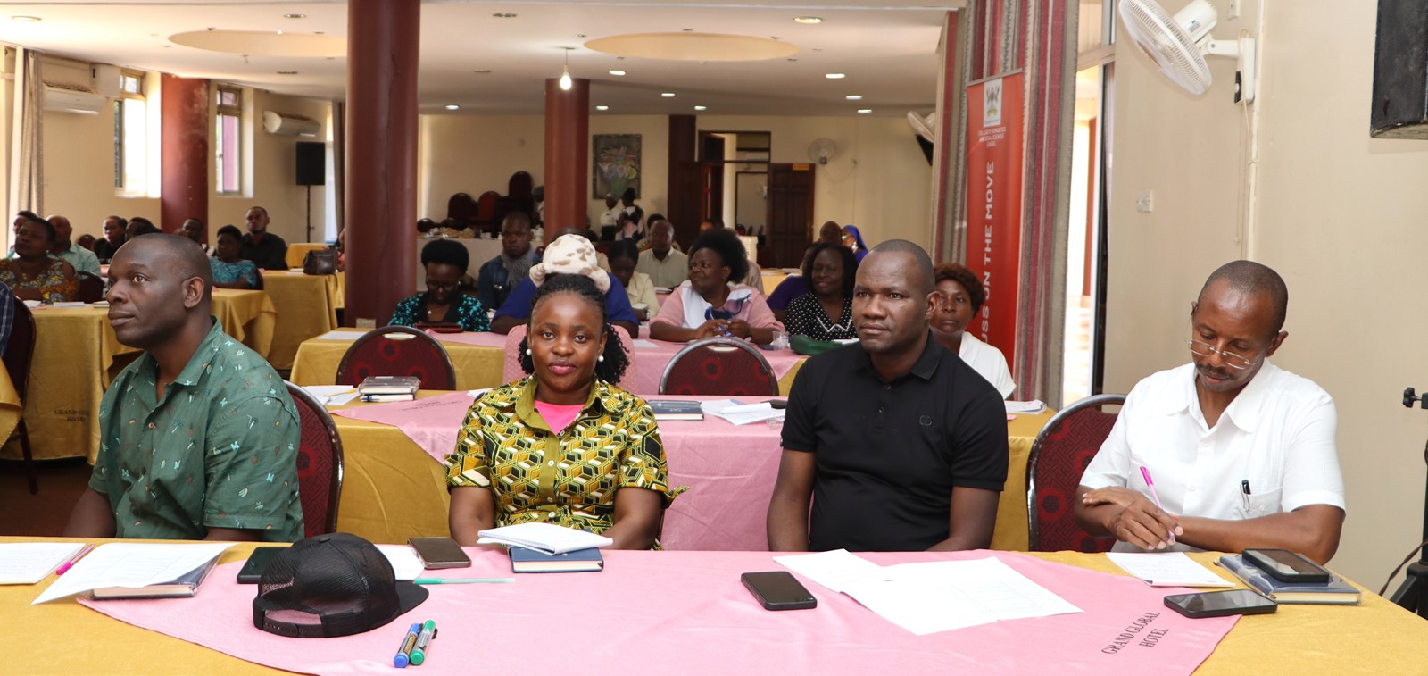 A section of staff attending the training at Grand Global Hotel. The College of Humanities and Social Sciences (CHUSS), Makerere University first-ever non-academic staff retreat, December 7-8, 2024, Grand Global Hotel, Kikoni, Kampala Uganda, East Africa.