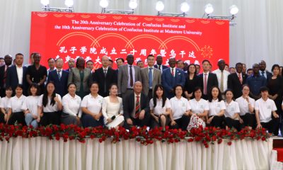 Dignitaries pose for a group photo with participants during the Confucius Institute celebrations on 25th November 2024. Celebrating the 10th anniversary of Confucius Institute at Makerere University, Kampala Uganda, East Africa and the 20th anniversary of the global Confucius Institutes network, 25th November 2024 in the Main Hall.