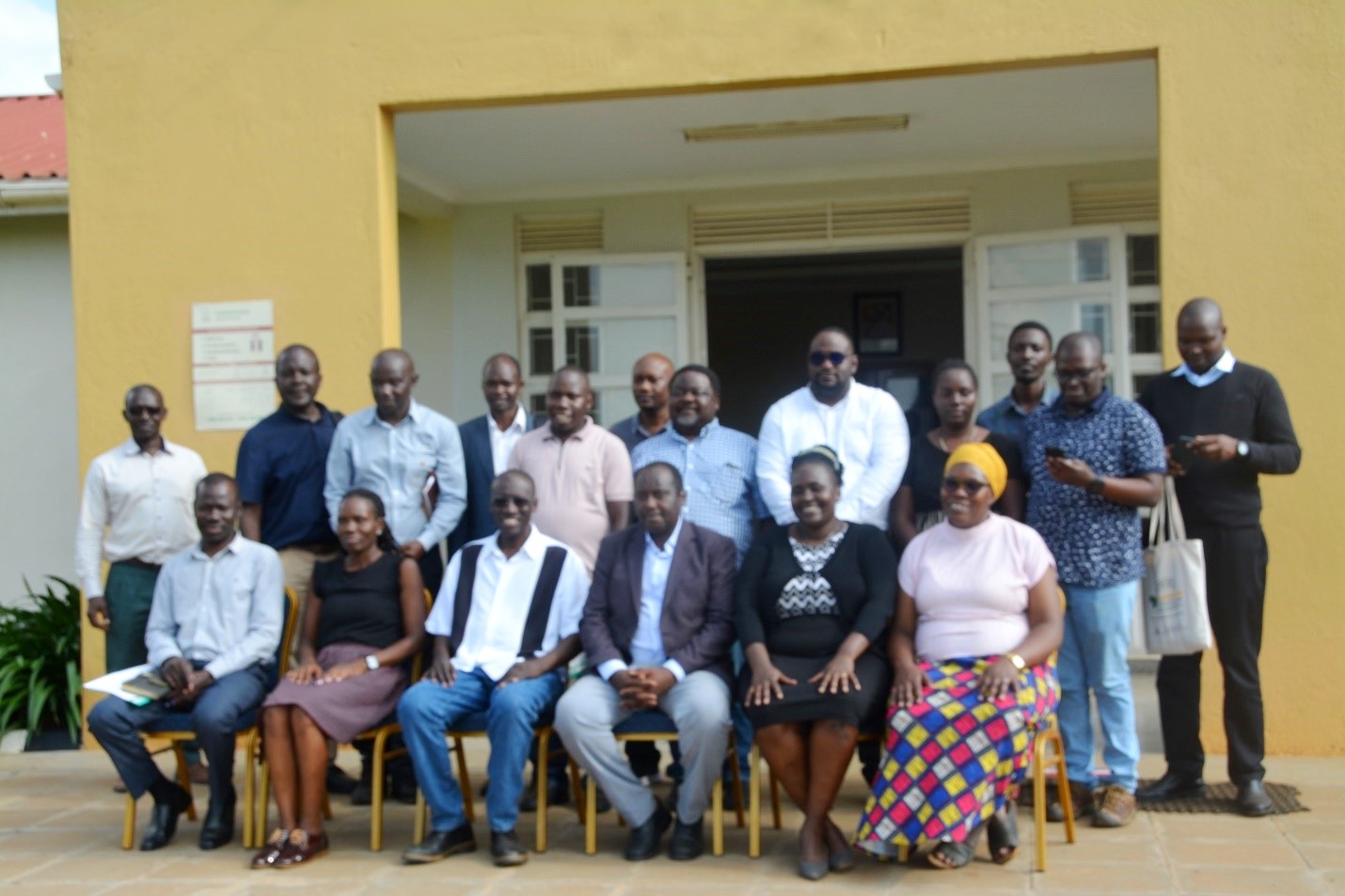 The Visiting CoVAB team and NaLRRI staff pose for a picture in front of the NaLRRI block. The College of Veterinary Medicine, Animal Resources and Biosecurity (CoVAB) and the National Livestock Resources Research Institute (NaLRRI) agreed on the urgent need to formalize their relationship in the area of skilling, training, joint research activities, supervision, and joint grant writing Uganda, East Africa 17th December 2024, Nakyesasa, Wakiso, Uganda, East Africa.