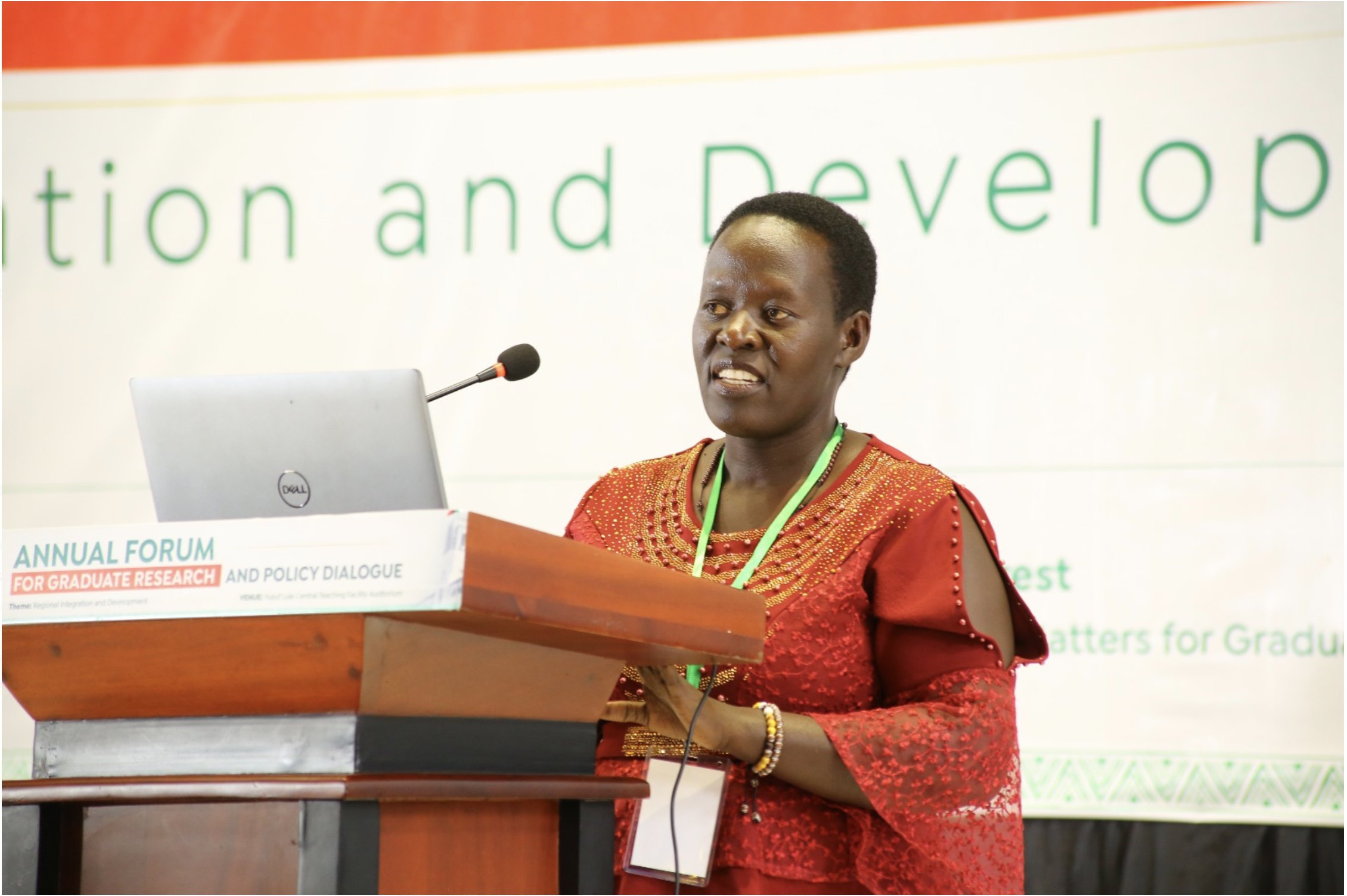 Ms. Betty Akwongo presents her work on “Evaluation of antifungal activity of khaya anthotheca used for the treatment of candidiasis in Pader District, Northern Uganda” at the Annual Forum for Graduate Research and Policy Dialogue on 26th April 2024, Yusuf Lule Central Teaching Facility Auditorium, Makerere University, Kampala Uganda, East Africa.