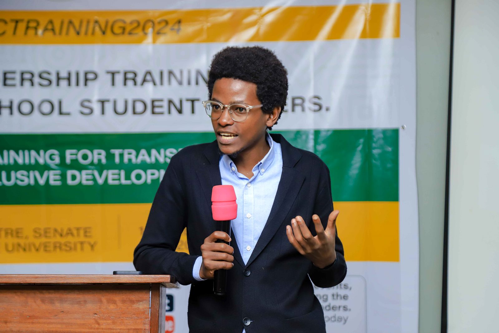 One of the facilitators Mr. Ivan Sabastian Ssegawa. The Julius Nyerere Leadership Center (JNLC) transformative three-day Youth Leadership Training program for secondary school student leaders, December 2024 Makerere University, Kampala Uganda, East Africa.