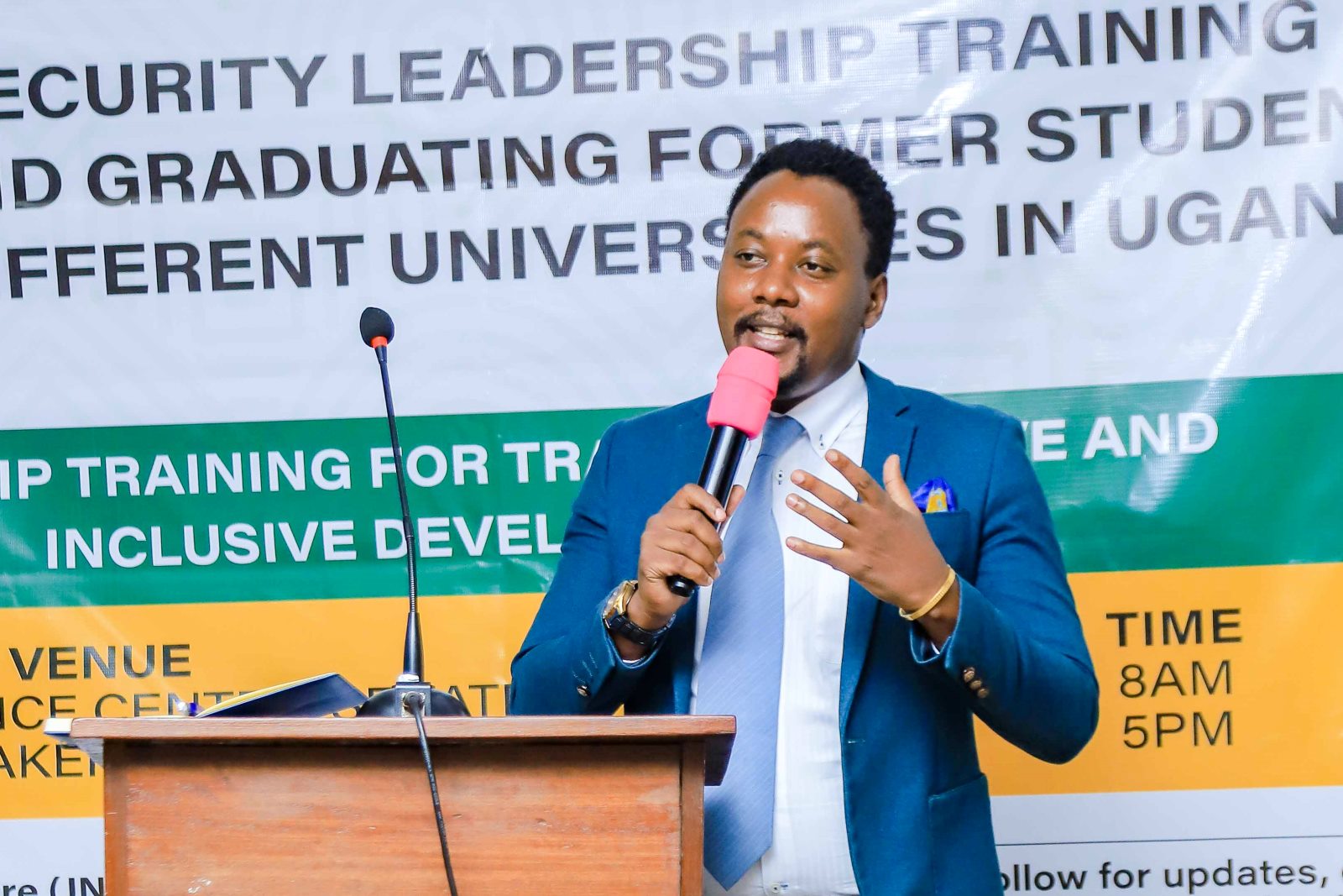 Dr. Gardner H. Rwakiseta tips students on emotional intelligence. Konrad Adenauer Stiftung-Julius Nyerere Leadership Centre (JNLC) Peace and Security Leadership Training for Finalists and Graduating former Student Leaders in Different Universities in Uganda, Day one, 3rd December 2024, Telepresence Centre, Senate Building, Makerere University, Kampala, East Africa.