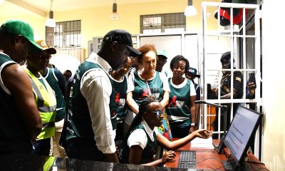 A Student with visual impairment demostrating the use of assistive technology that was installed at University Disability Support Unit. Level 1, Frank Kalimuzo Central Teaching Facility, Makerere University, Kampala Uganda, East Africa.