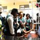 A Student with visual impairment demostrating the use of assistive technology that was installed at University Disability Support Unit. Level 1, Frank Kalimuzo Central Teaching Facility, Makerere University, Kampala Uganda, East Africa.