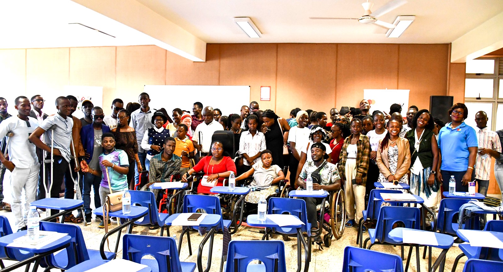 Makerere University students with disabilities during the capacity building training organised by Mastercard Foundation Scholars Program. Frank Kalimuzo Central Teaching Facility, Kampala Uganda, East Africa.