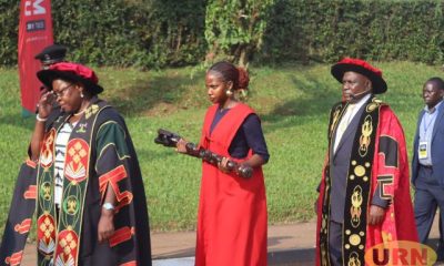 Minister Moriku Kadducu and the new University Chancellor, Dr. Crispus Kiyonga (at the back), during the academic procession at Makerere University. Kampala Uganda, East Africa.