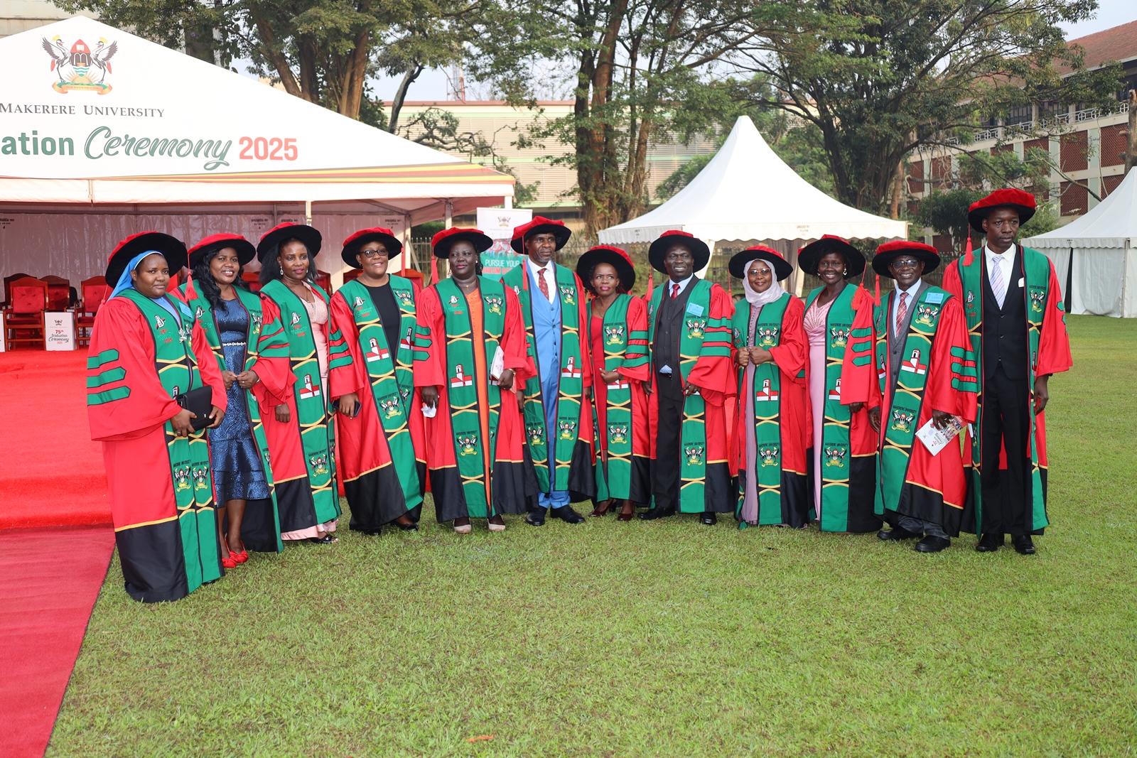 Some of the PhD Graduands from the College of Education and External Studies (CEES). 75th Graduation Ceremony, Day 1, CoCIS, CEES, CoVAB and School of Law. 13th January 2025, Freedom Square, Makerere University, Kampala Uganda, East Africa.