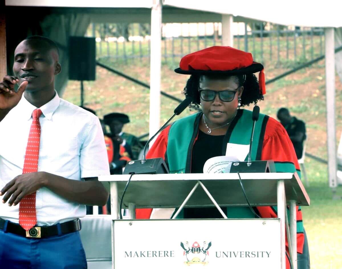 Dr. Sylvia Namuzi presenting students. 75th Graduation Ceremony, Day 1, CoCIS, CEES, CoVAB and School of Law. 13th January 2025, Freedom Square, Makerere University, Kampala Uganda, East Africa.