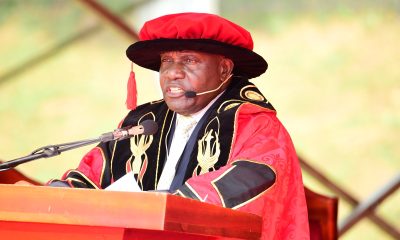 Hon. Dr. Crispus Kiyonga addresses the congregation. 75th Graduation Ceremony, Day 1, CoCIS, CEES, CoVAB and School of Law. 13th January 2025, Freedom Square, Makerere University, Kampala Uganda, East Africa.