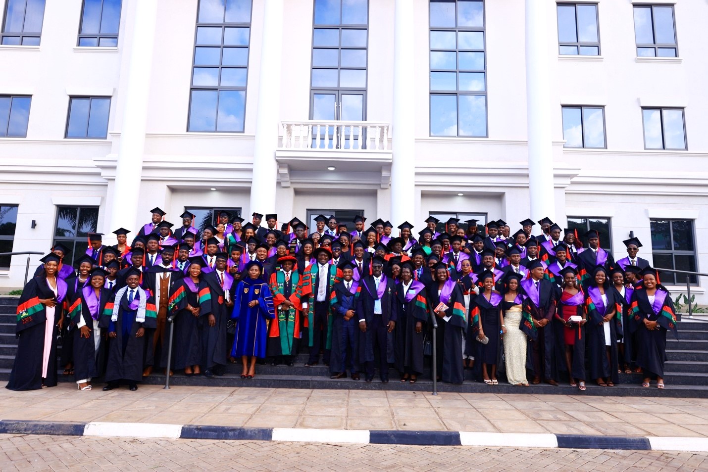 Group Photo of SoL Graduands and Faculty. 75th Graduation Ceremony, Day 1, CoCIS, CEES, CoVAB and School of Law. 13th January 2025, Freedom Square, Makerere University, Kampala Uganda, East Africa.