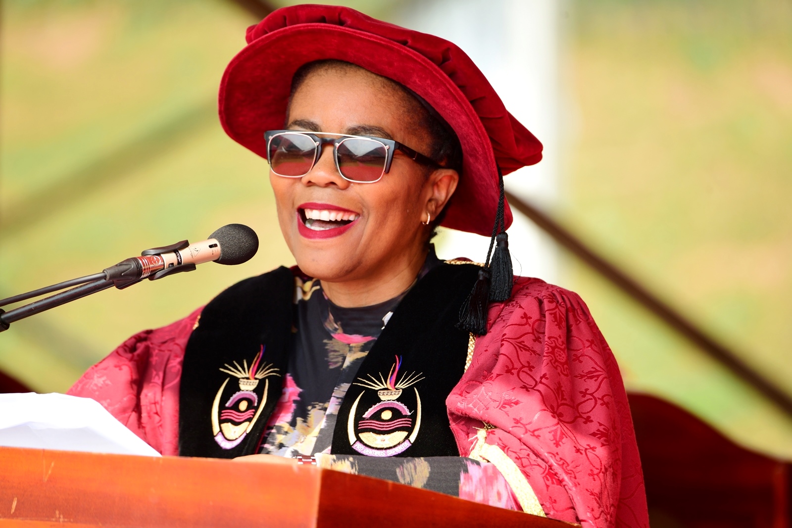 Prof. Puleng LenkaBula delivers the Commencement lecture during the First Session. 75th Graduation Ceremony, Day 1, CoCIS, CEES, CoVAB and School of Law. 13th January 2025, Freedom Square, Makerere University, Kampala Uganda, East Africa.