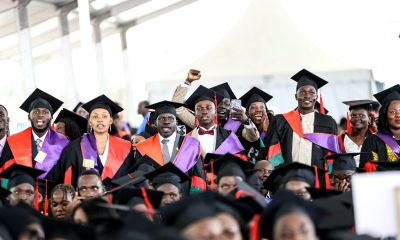 Graduands jubilate during the Mak75thGrad Ceremony. 75th Graduation Ceremony, Day 2, CoBAMS, CHS and CoNAS. 14th January 2025, Freedom Square, Makerere University, Kampala Uganda, East Africa.