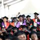 Graduands jubilate during the Mak75thGrad Ceremony. 75th Graduation Ceremony, Day 2, CoBAMS, CHS and CoNAS. 14th January 2025, Freedom Square, Makerere University, Kampala Uganda, East Africa.