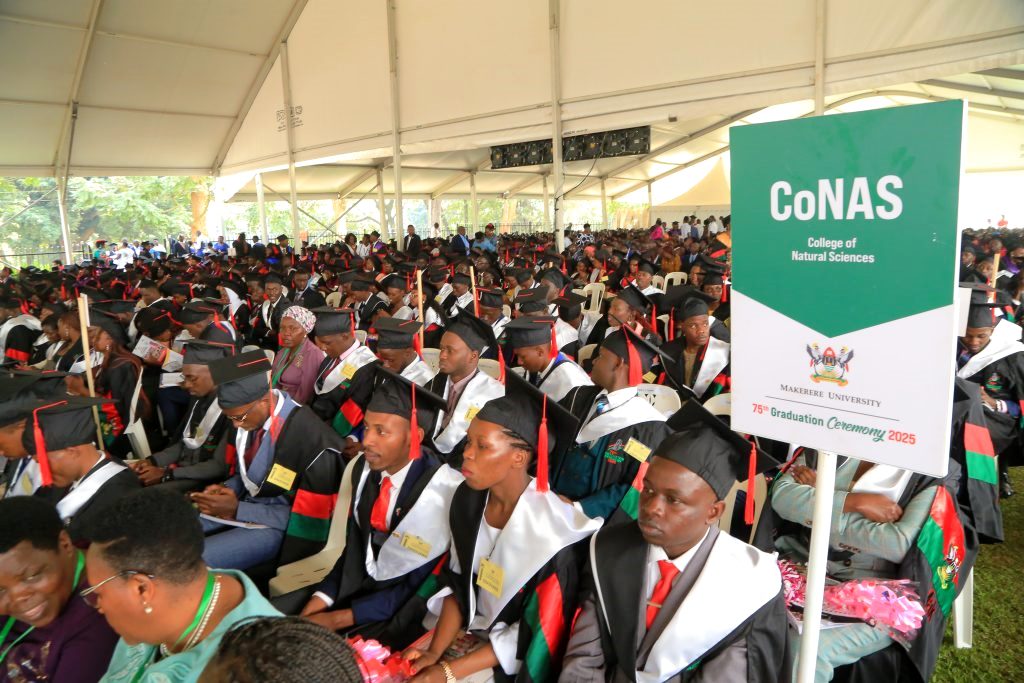 Some of the graduates from CoNAS at the ceremony. 75th Graduation Ceremony, Day 2, CoBAMS, CHS and CoNAS. 14th January 2025, Freedom Square, Makerere University, Kampala Uganda, East Africa.