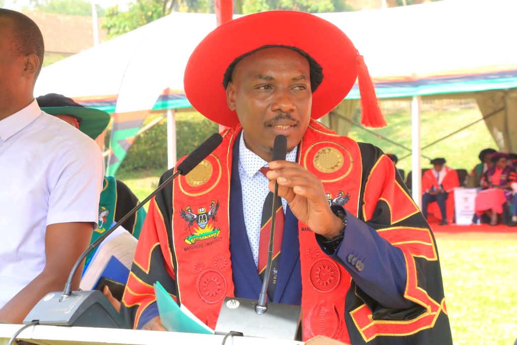 The Principal of CoNAS, Prof. Winston Tumps Ireeta presenting PhD graduates from CoNAS. 75th Graduation Ceremony, Day 2, CoBAMS, CHS and CoNAS. 14th January 2025, Freedom Square, Makerere University, Kampala Uganda, East Africa.