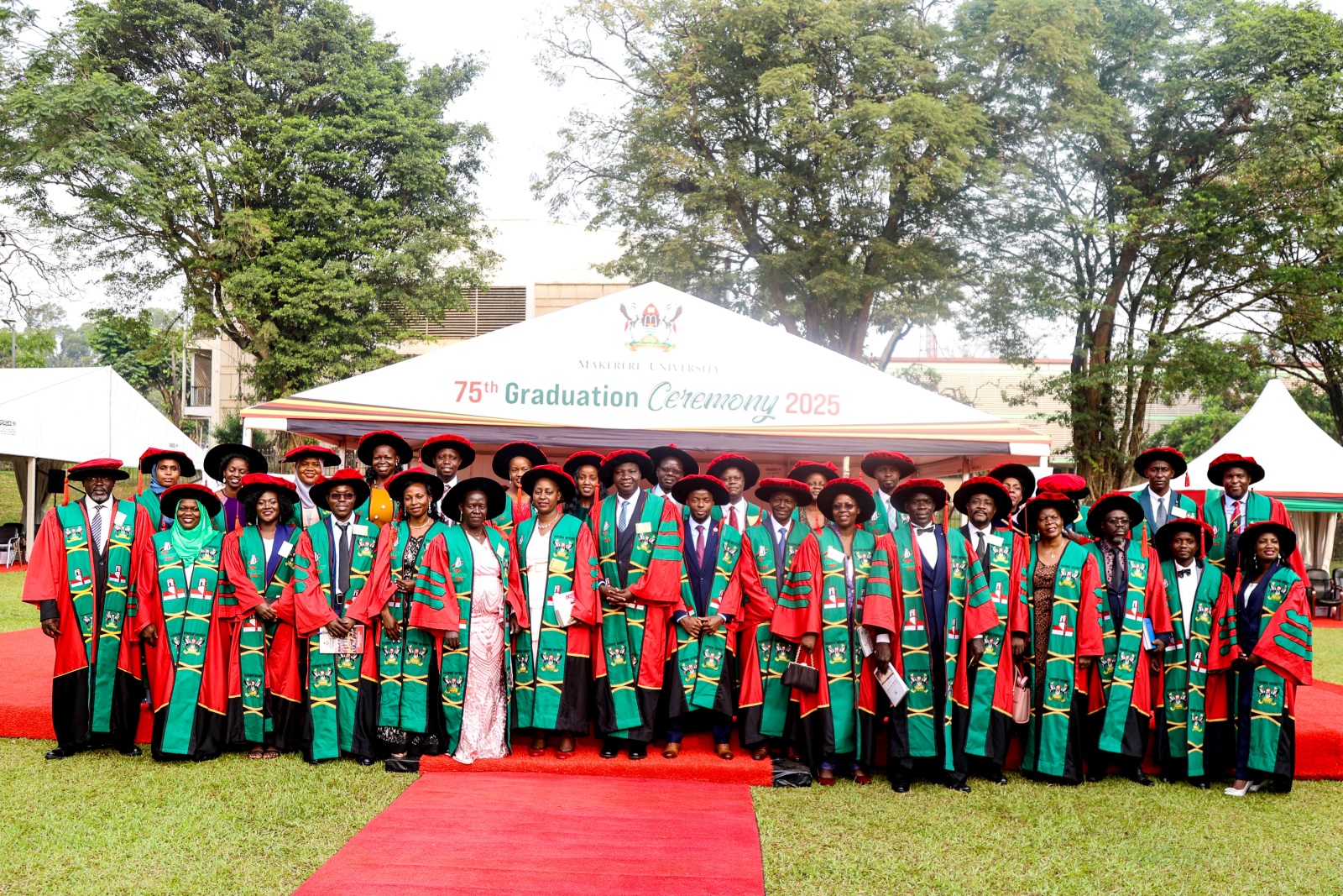 PhD recipients on Day2 of the Mak75thGrad Ceremony. 75th Graduation Ceremony, Day 2, CoBAMS, CHS and CoNAS. 14th January 2025, Freedom Square, Makerere University, Kampala Uganda, East Africa.