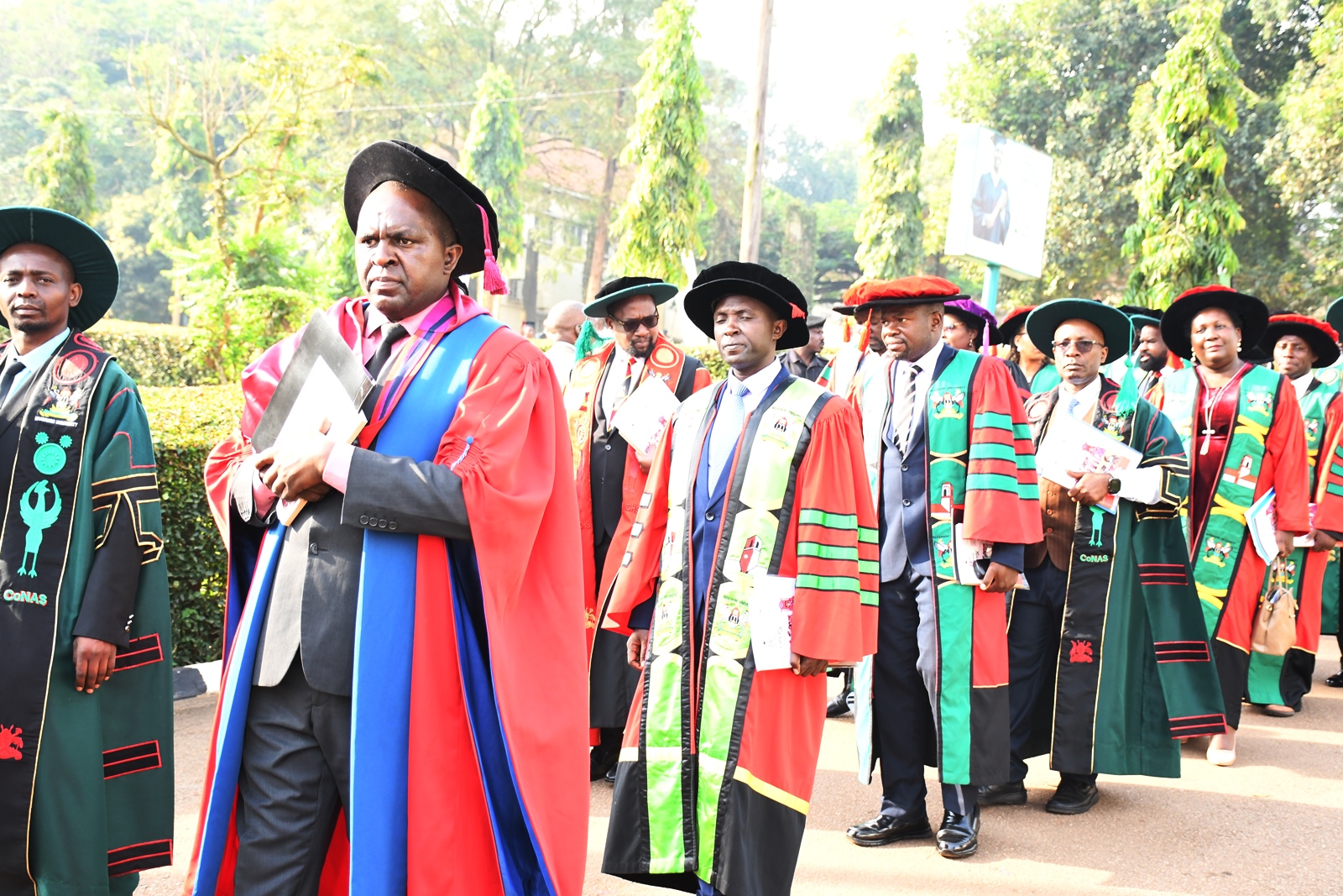 The Academic Procession on Day 2. 75th Graduation Ceremony, Day 2, CoBAMS, CHS and CoNAS. 14th January 2025, Freedom Square, Makerere University, Kampala Uganda, East Africa.