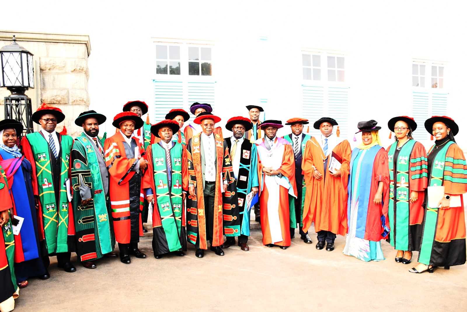 Prof. Edward Bbaale (Centre) with Academic Staff from CoBAMS. 75th Graduation Ceremony, Day 2, CoBAMS, CHS and CoNAS. 14th January 2025, Freedom Square, Makerere University, Kampala Uganda, East Africa.