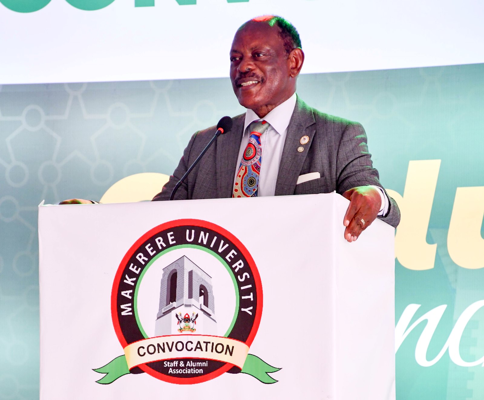 Prof. Barnabas Nawangwe addresses the Convocation Luncheon on Day 3 of the 75th Graduation. 75th Graduation Ceremony, Day 3, MUBSS. Convocation Luncheon, 15th January 2025, Edge Road, Makerere University, Kampala Uganda, East Africa.