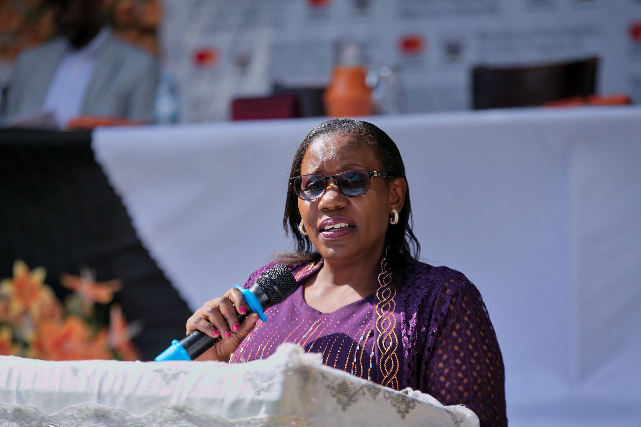 Prof. Justine Namaalwa, the Program Director, addressing the gathering. 75th Graduation Ceremony, Day 5, CAES, CEDAT and CHUSS. Celebration of completion of 36 Mastercard Foundation Scholars, 17th January 2025, Guest House, Makerere University, Kampala Uganda, East Africa.