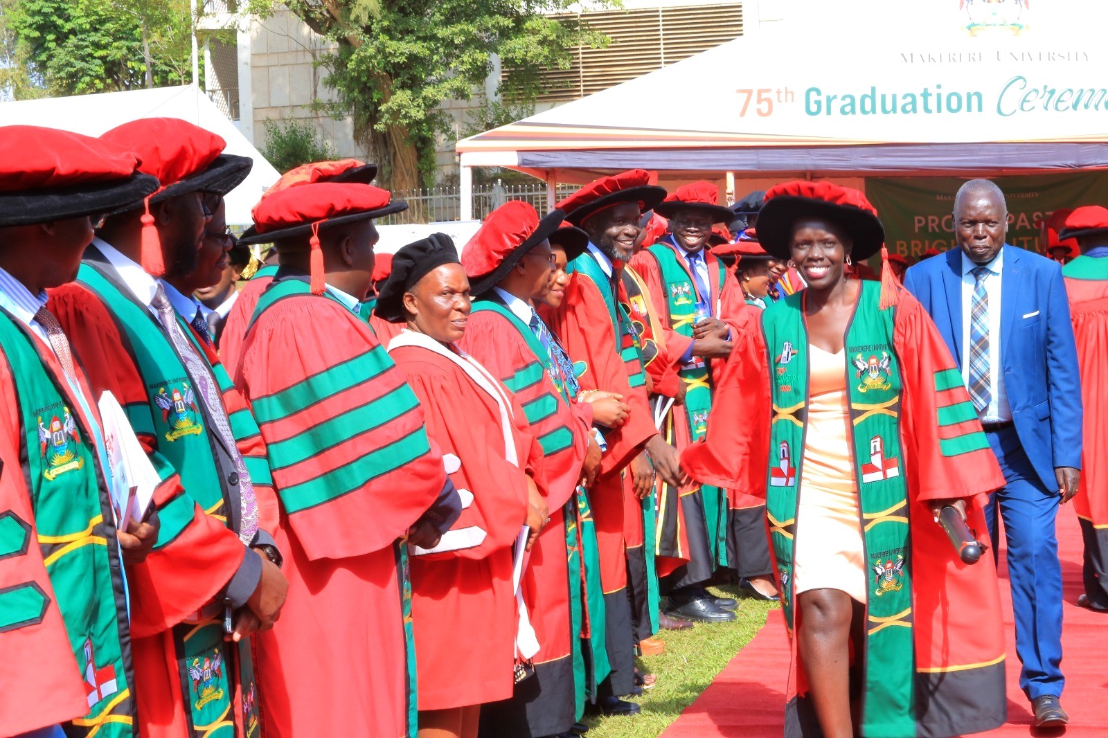 One of the graduates from CAES after receiving her PhD. 75th Graduation Ceremony, Day 5, CAES, CEDAT and CHUSS. 17th January 2025, Freedom Square, Makerere University, Kampala Uganda, East Africa.