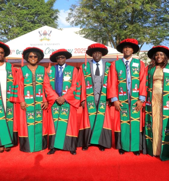 Some of the 19 PhD graduates from CAES at the 75th graduation ceremony. 75th Graduation Ceremony, Day 5, CAES, CEDAT and CHUSS. 17th January 2025, Freedom Square, Makerere University, Kampala Uganda, East Africa.