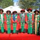 Some of the 19 PhD graduates from CAES at the 75th graduation ceremony. 75th Graduation Ceremony, Day 5, CAES, CEDAT and CHUSS. 17th January 2025, Freedom Square, Makerere University, Kampala Uganda, East Africa.