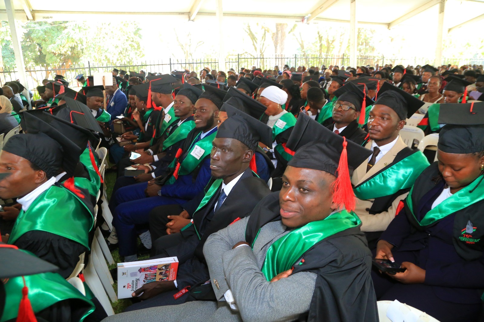 Some of the undergradute students from CAES at the 75th graduation ceremony. 75th Graduation Ceremony, Day 5, CAES, CEDAT and CHUSS. 17th January 2025, Freedom Square, Makerere University, Kampala Uganda, East Africa.