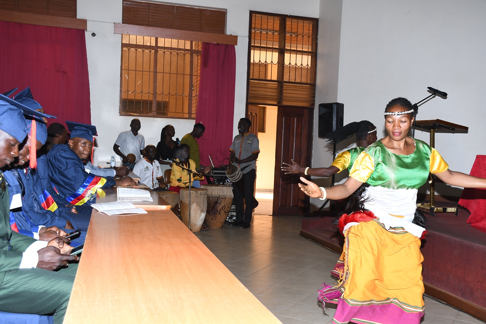 The Department of Performing Arts and Film (PAF) entertains the congregation. Centre for Life-Long Learning (CLL), College of Education and External Studies (CEES) over 40 students of the 6th Cohort successfully graduate with diplomas and certificates in various fields accredited by the Uganda Business and Technical Examinations Board (UBTEB), 24th January 2025, College of Engineering, Design, Art and Technology (CEDAT) Conference Hall, Makerere University, Kampala Uganda, East Africa.