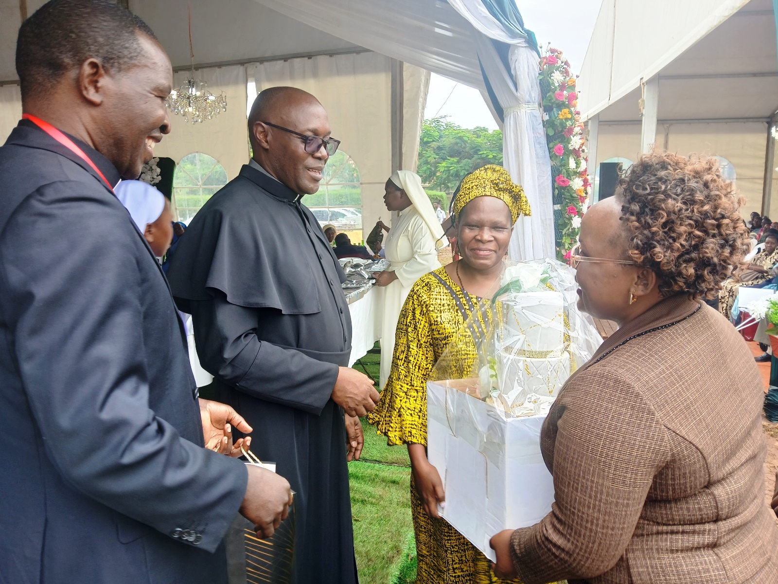 Delegation from the College of Education and External Studies (CEES) attend Dr Joseph Kimoga, an Associate Professor at the East African School of Higher Education Studies and Development, Makerere University, Kampala, priestly silver jubilee celebrations, 11th January 2025 at his parents’ home in Baja, Bukulula Parish, Masaka Diocese, Uganda, East Africa.