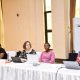 Left to Right: The research team, Dr. Kellen Aganyira, Prof. Tiina Kontinen, Dr. Judith Kanamba and Dr. Karembe Ahimbisibwe. College of Education and External Studies (CEES), Makerere University in collaboration with international partners dissemination seminar of study on "Enacted Citizenship in Times of Uncertainty," ocused on teachers' lived experiences during the COVID-19 pandemic in Uganda and Tanzania, Nican Resort Hotel, Kampala Uganda, East Africa.