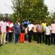 Staff pose for a group photo during the activity. School of Economics, College of Business and Management Sciences (CoBAMS), Makerere University, Kampala team-building activity, 15th January 2025, Buwatte, Wakiso, Uganda, East Africa.