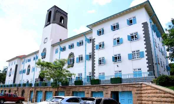 Front View of the reconstructed Main Building, Makerere University. Date Taken 8th November 2024. Kampala Uganda, East Africa.