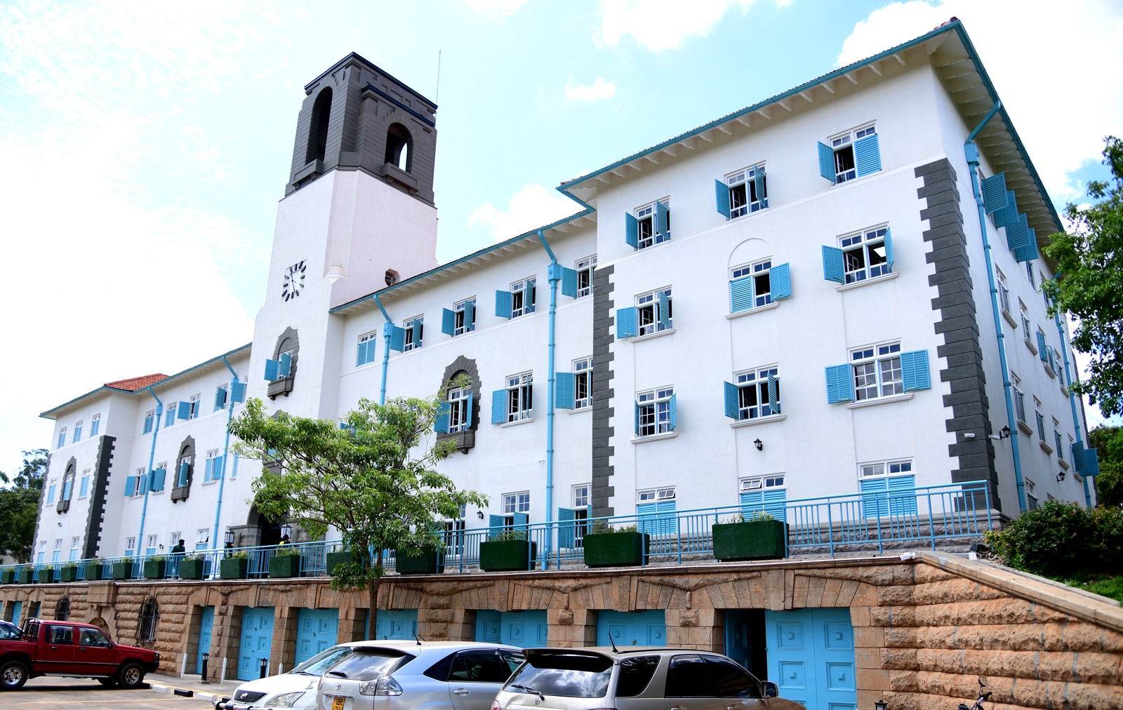 Front View of the reconstructed Main Building, Makerere University. Date Taken 8th November 2024. Kampala Uganda, East Africa.