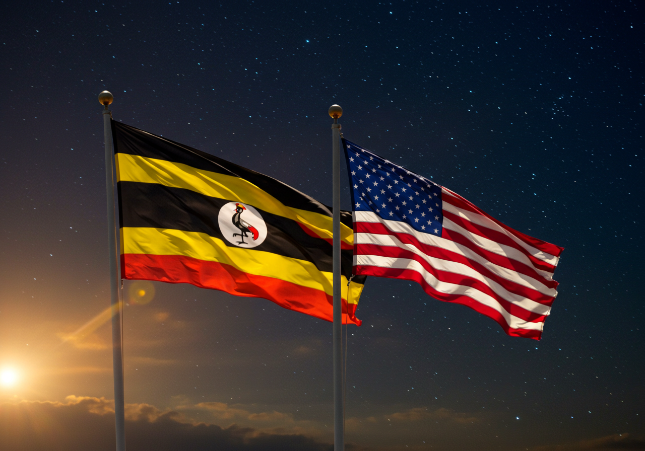 Flags of Uganda and the U.S. Photo: ImageFX