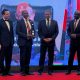 Prof. Barnabas Nawangwe (2nd Left) poses with his award as H.E. Dr. Jakaya Kikwete (2nd Right) and other officials witness. Makerere University Vice Chancellor, Prof. Barnabas Nawangwe honored with the African Leadership Magazine Person of the Year Award 2024 for his exceptional leadership in education and the Lifetime Achievement Award from the South Carolina House of Representatives in recognition of his remarkable contributions to education and leadership in Africa, 23rd February 2025, Marriott Casablanca Hotel, Morocco, North Africa.