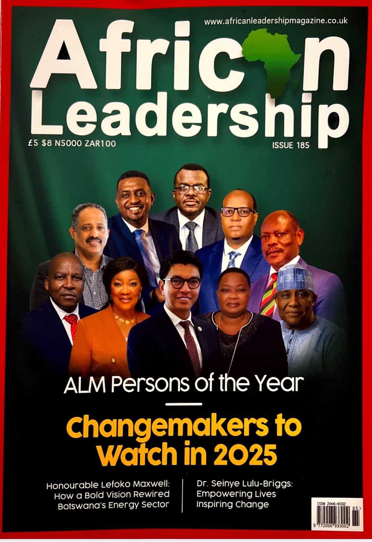 Cover page of the African Leadership Magazine Issue 185 featuring Prof. Barnabas Nawangwe and other dignitaries. Makerere University Vice Chancellor, Prof. Barnabas Nawangwe honored with the African Leadership Magazine Person of the Year Award 2024 for his exceptional leadership in education and the Lifetime Achievement Award from the South Carolina House of Representatives in recognition of his remarkable contributions to education and leadership in Africa, 23rd February 2025, Marriott Casablanca Hotel, Morocco, North Africa.