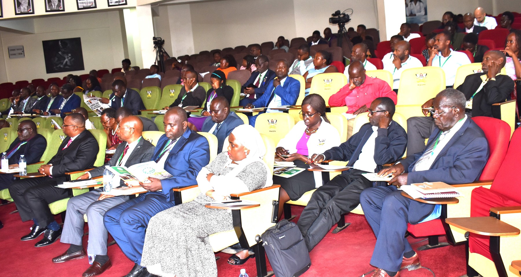 Some of the stakeholders at the launch of the Centre. Official launch of Agricultural Policy Research Centre (APRC), College of Agricultural and Environmental Sciences (CAES) by Uganda’s Minister of Agriculture, Animal Industry, and Fisheries (MAAIF), represented by Mr. Steven Byantwale, the Commissioner for Crop Protection, 24th February 2025, Makerere University School of Public Health Auditorium, Kampala Uganda, East Africa.