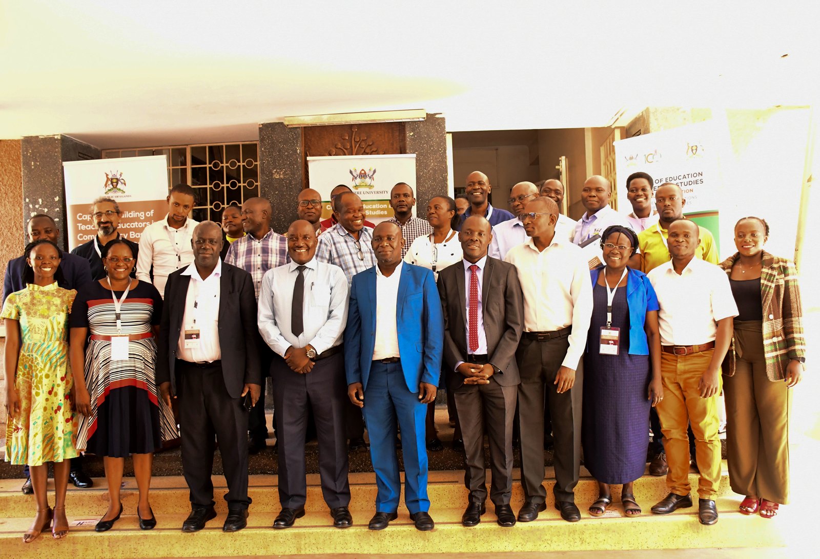 Participants pose for a group photo at CEES on 19th February 2025. Research Dissemination: Capacity Building of Teacher Educators in Competency Based Curriculum (CBC) in selected Public Universities in Uganda project funded by the Government of Uganda through Makerere University Research and Innovation Fund (MakRIF), 19th February 2025, College of Education and External Studies (CEES), Kampala Uganda, East Africa.