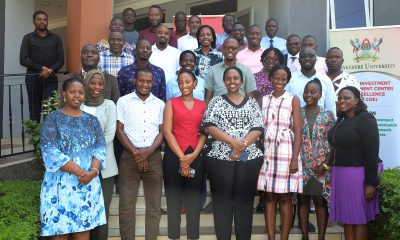 Dr. John Sseruyange (2nd Row Left) poses for a group photo with participants on Day 1 of the training, 19th February 2025 in Jinja. Public Investment Management (PIM) Centre of Excellence, College of Business and Management Sciences (CoBAMS), Makerere University, Kampala, Day 1 of three-day refresher training for members of the Development Committee (DC) of the Ministry of Finance, Planning and Economic Development, 19th February 2024, Jinja Uganda, East Africa.