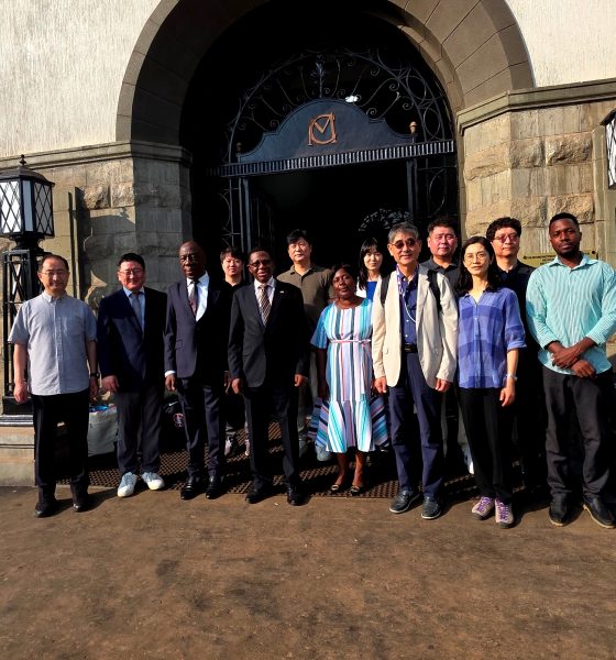 Prof. Buyinza Mukadasi, Prof. Henry Alinaitwe and Prof. Venny Nakazibwe pose for a group photo with members of the delegation at the Main Building entrance. Prof. Henry Alinaitwe, Prof. Buyinza Mukadasi, meeting with project implementation partners from the Korea Institute for Development Strategy (KDS) and the Korea National Open University (KNOU) to discuss the upcoming Project for Enhancing the Distance Education Environment at Makerere University in Uganda (2024-2028), 18th February 2025, Kampala, East Africa.