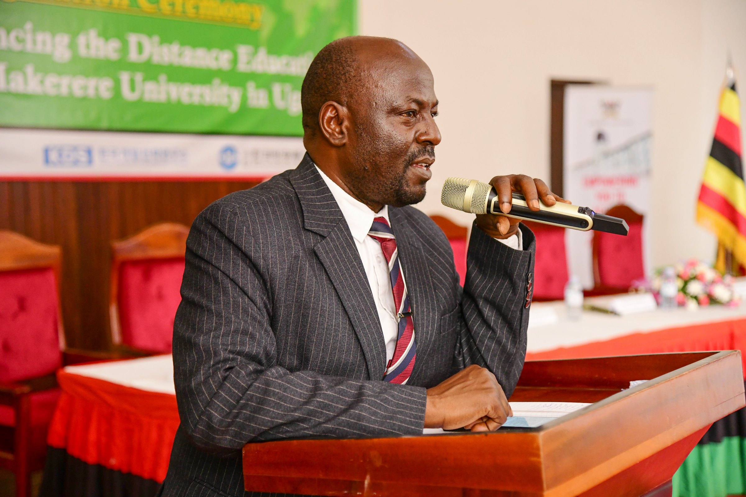 Prof. Paul Birevu Muyinda, a member of the Project Implementation Unit (PIU). Launch of a US$12.2million Korea International Cooperation Agency (KOICA) funded project to enhance the Distance Education Environment by Hon. Dr. John Chrysostom Muyingo, 27th February 2025, Main Hall, Main Building, Makerere University, Kampala Uganda, East Africa.