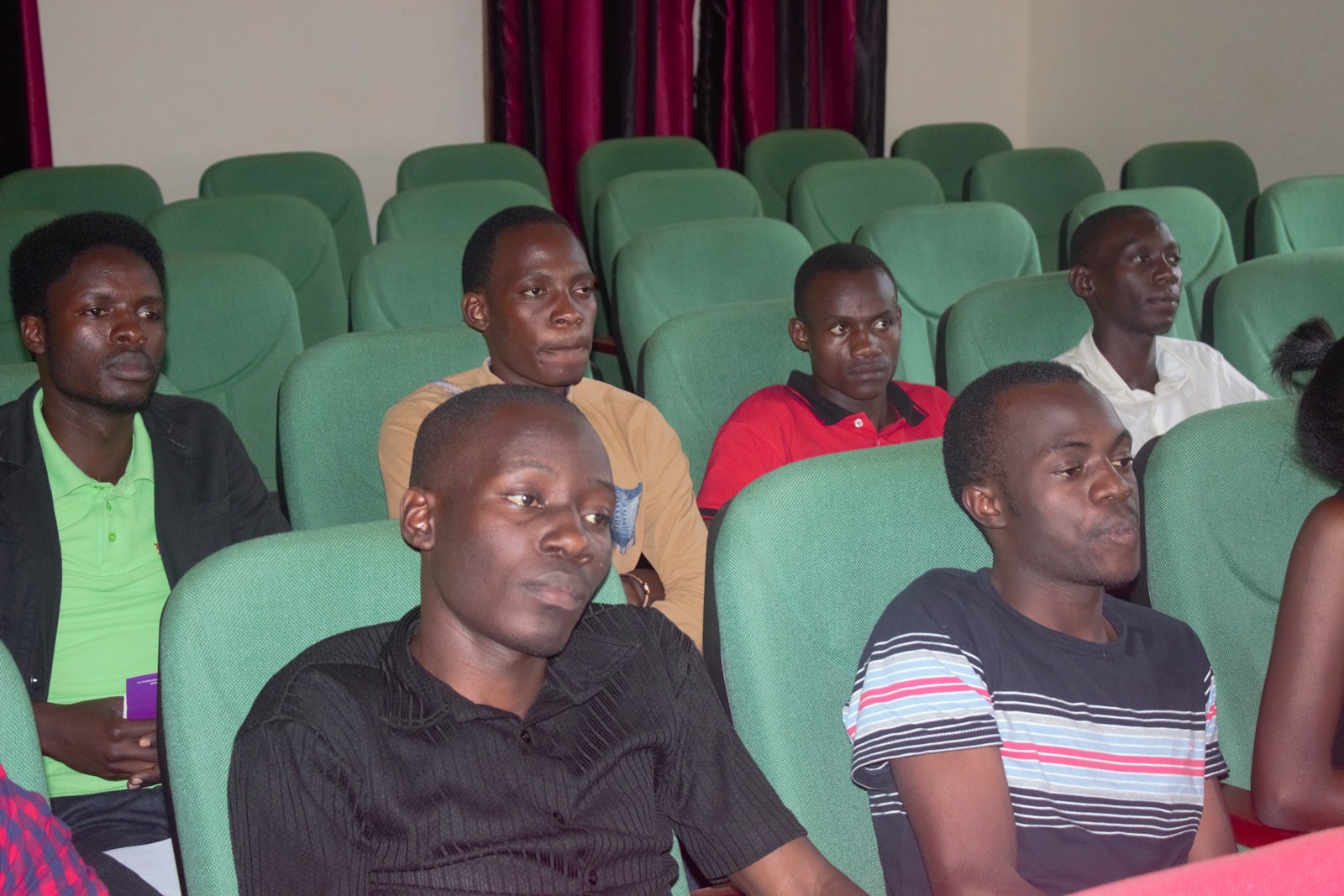 Alex (back row in brown shirt) attending a capacity building session during his time as a Scholar on the Program. Alex Mirugwe from Kyotera District, the First Cohort of the Mastercard Foundation Scholars Program at Makerere University, Bachelor of Science in Computer Engineering graduate, Data Scientist at Makerere University School of Public Health Monitoring and Evaluation Technical Support (METS) project, Kampala Uganda, East Africa.