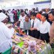 Some of the young people who attended the event displaying products from their Entreprenuerial Projects. Young Africa Works Dialogue 2025 event at the Kampala Serena Hotel, participation by Mastercard Foundation Scholars Program at Makerere University, Kampala Uganda, East Africa.