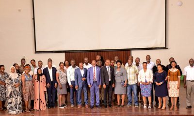 MUMCS Members pose for a group photo with their Chairperson-Prof. Barnabas Nawangwe, Secretary-Prof. Winston Tumps Ireeta and Treasurer-Prof. Juma Kasozi at the AGM on 26th February 2025. Makerere University Multi-Purpose Co-operative Society (MUMCS) Annual General Meeting (AGM) to discuss the Society’s financial performance, progress and future plans, 26th February 2025, Main Hall, Kampala Uganda, East Africa.