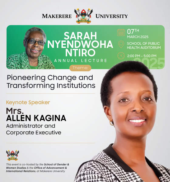 Announcing the 3rd Sarah Ntiro Memorial Lecture with Allen Kagina as the 2025 Distinguished Speaker, Friday 7th March 2025, 2:00PM, Makerere University School of Public Health Auditorium starting, Kampala Uganda, East Africa.