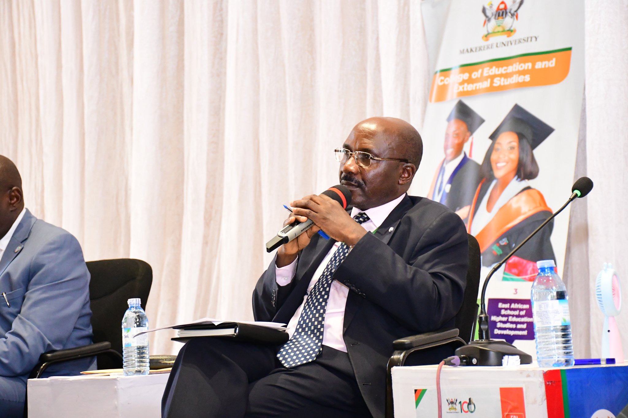 Dr. Wilson Ssabavuma who represented the Director National Curriculum Development Centre (NCDC). College of Education and External Studies (CEES) Open Day and Skills Expo, theme: "Empowering Future Educators Through Skills and Innovation for National Prosperity", 14th March 2025, Yusuf Lule Central Teaching Facility Auditorium, Makerere University, Kampala Uganda, East Africa.